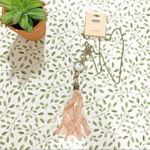 Icon pink and cream tassel long necklace